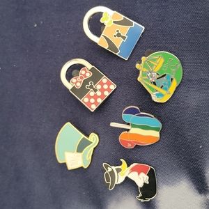 Set of 6 Disney Pins for Trading, Pride Apple, Mad Hatter, Pirate Donald Duck...